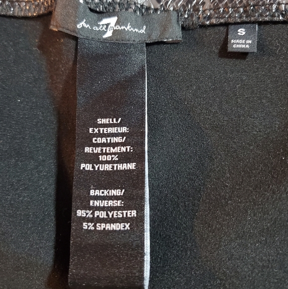 7 For All Mankind Black Grey Vegan Leather Snake Print High Rise Leggings Pants - Picture 8 of 11